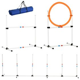 Portable 3PC Dog Agility Training Set with Adjustable Jump Ring High Jumper and Carry Bag