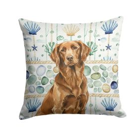 Liver Flat-Coated Retriever Coastal Sea Glass Throw Pillow Decorative Indoor Outdoor Accent Cushion for Couch, Bed or Patio, 18Hx18W