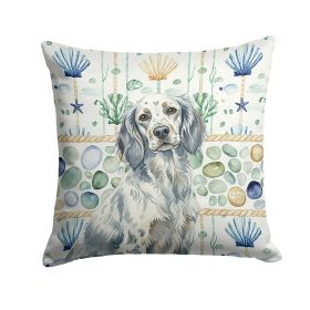 Blue Belton English Setter Coastal Sea Glass Throw Pillow Decorative Indoor Outdoor Accent Cushion for Couch, Bed or Patio, 18Hx18W