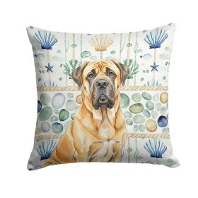 Fawn English Mastiff Coastal Sea Glass Throw Pillow Decorative Indoor Outdoor Accent Cushion for Couch, Bed or Patio, 18Hx18W
