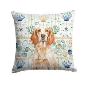 Orange Belton English Setter Coastal Sea Glass Throw Pillow Decorative Indoor Outdoor Accent Cushion for Couch, Bed or Patio, 18Hx18W